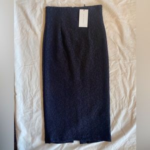 NWT Zara Woman Black Lacey Long Pencil Skirt